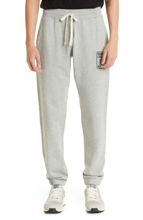 Reigning Champ x Racquet Magazine Embroidered French Terry Joggers in Heather Grey/Black