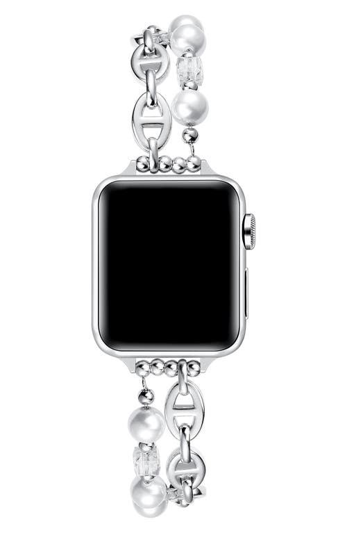 The Posh Tech Luna Imitation Pearl Apple Watch® Watchband, 42mm In Silver