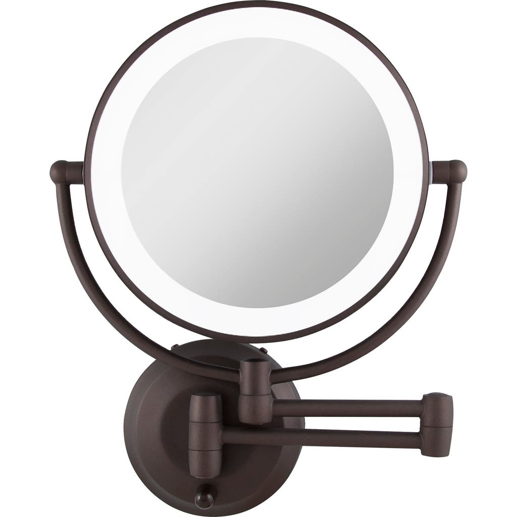 Zadro Lighted Wall Mounted Makeup Mirror With 10x/1x Magnification & Extendable Arm In Oil-rubbed Bronze