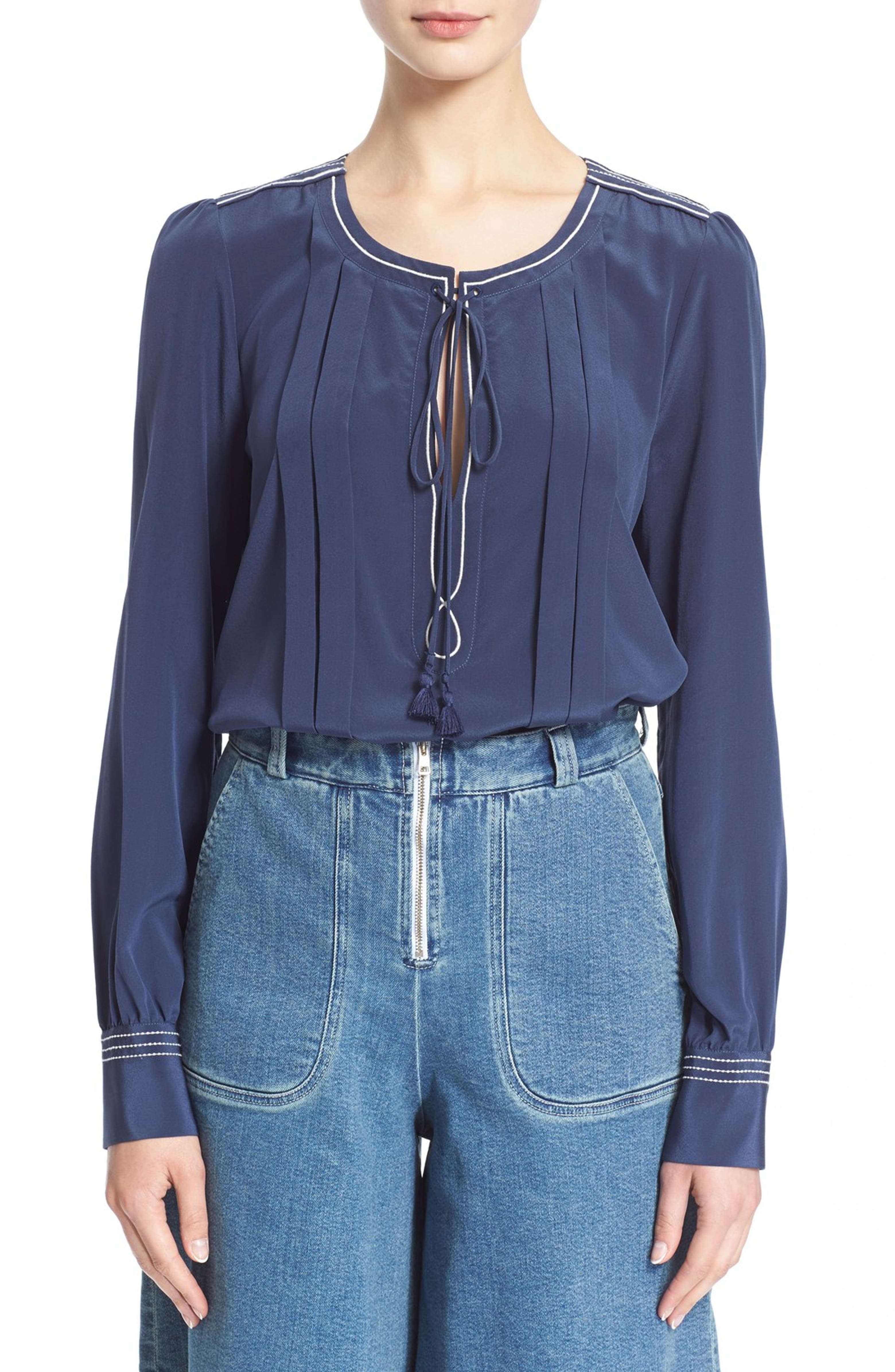 See by Chloé Tie Neck Silk Blouse | Nordstrom