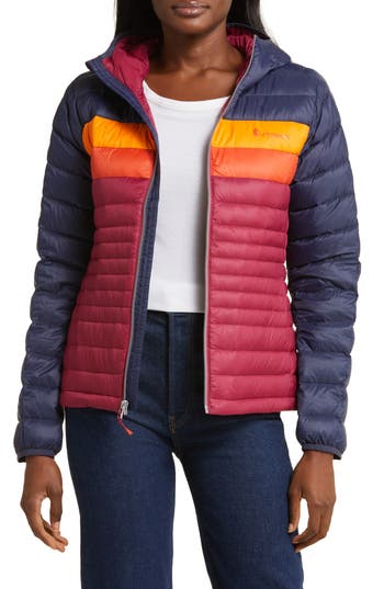 Cotopaxi Fuego Water Resistant 800 Fill Power Down Jacket In Maritime/raspberry