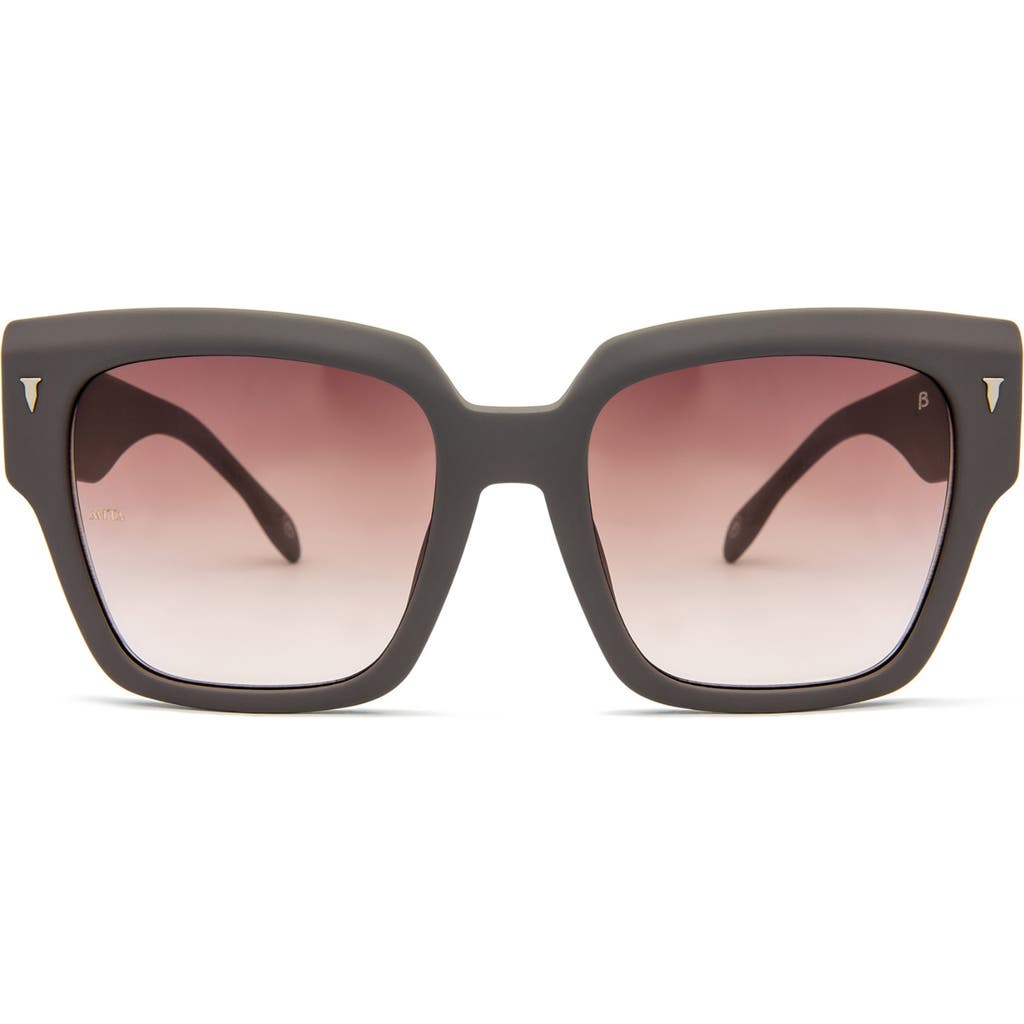 Shop Mita Sustainable Eyewear Capri 56mm Geometric Sunglasses In Matte Grey/gradient Amber