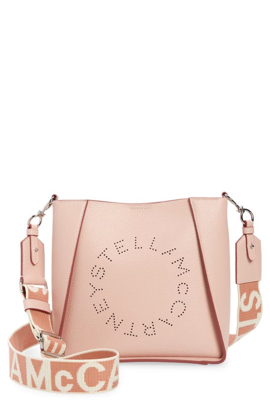 Stella Mccartney Perforated Logo Faux-leather Shoulder Bag In 5609 Rose Pink