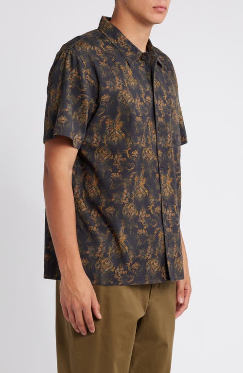 Shop Treasure & Bond Soft Wash Paisley Short Sleeve Lyocell & Cotton Button-up Shirt In Black Painterly Paisley