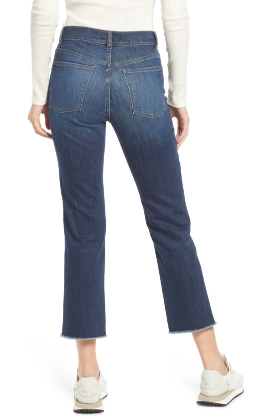 Dl1961 Patti High Waist Raw Hem Straight Leg Jeans In Dark Frayed Vintage