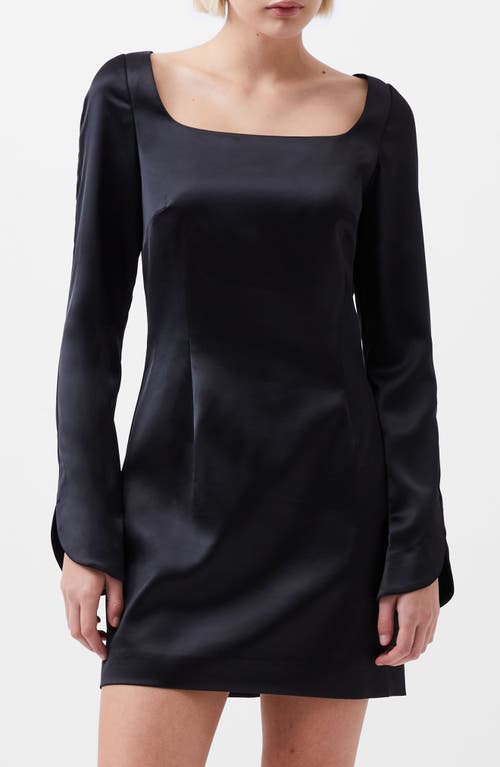 French Connection Long Sleeve Satin Minidress In Black