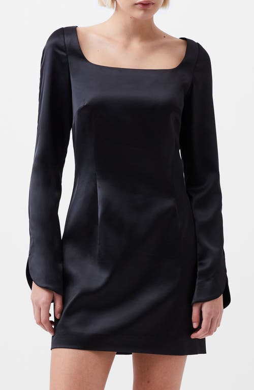 Shop French Connection Long Sleeve Satin Minidress In Black