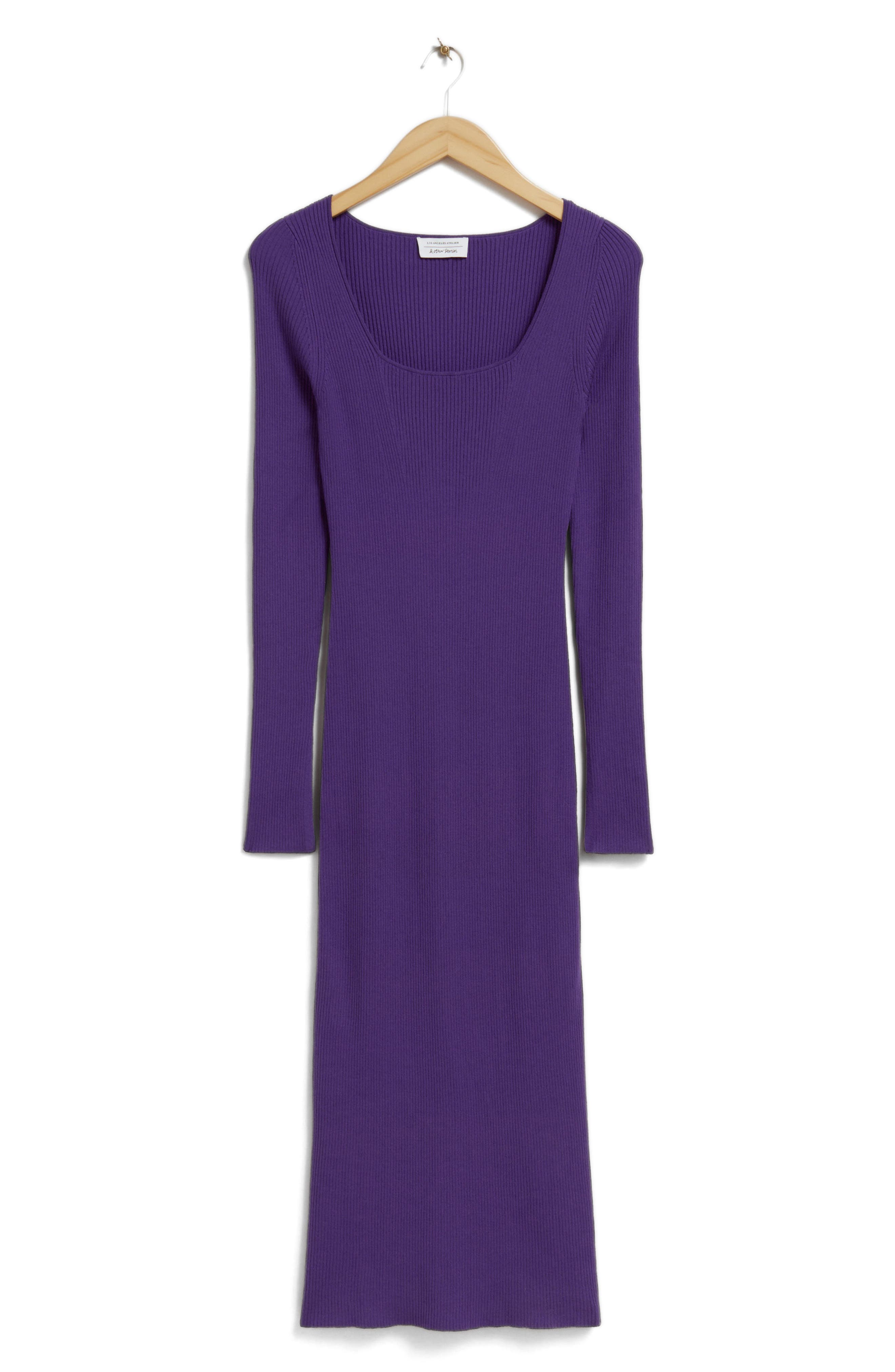& Other Stories Rib Long Sleeve Sweater Dress in Purple | Smart Closet