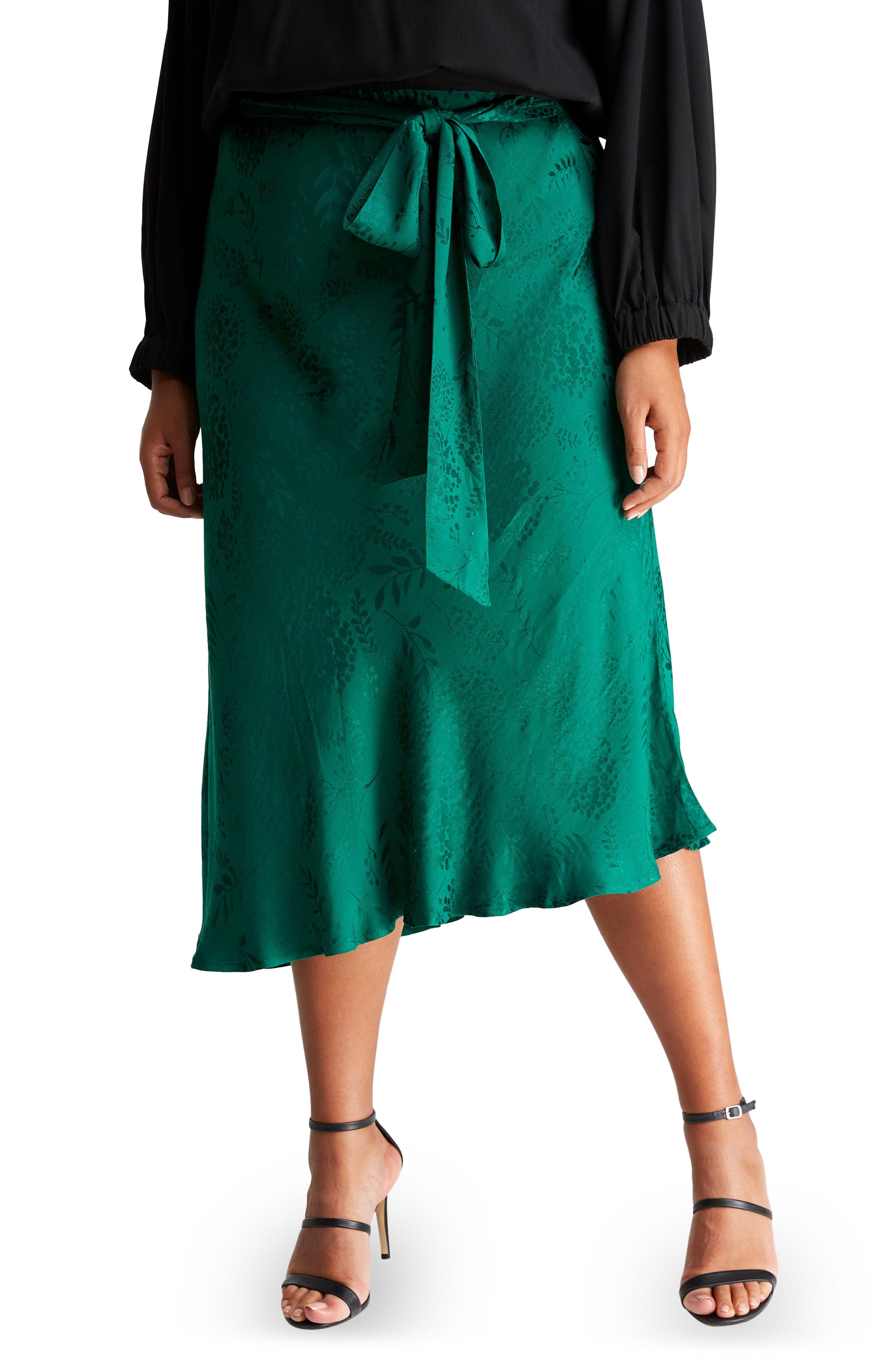 wrap emerald skirt