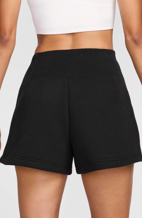 Shop Nike Tech Fleece High Waist Pleated Shorts In Black/black