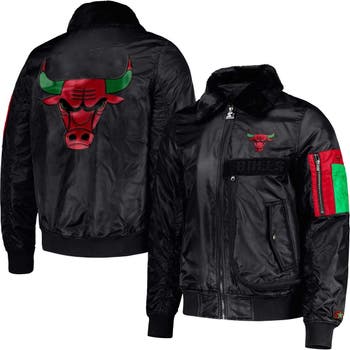 Vintage Mens STARTER Chicago Bulls Black Red Pullover Winter Jacket Small S