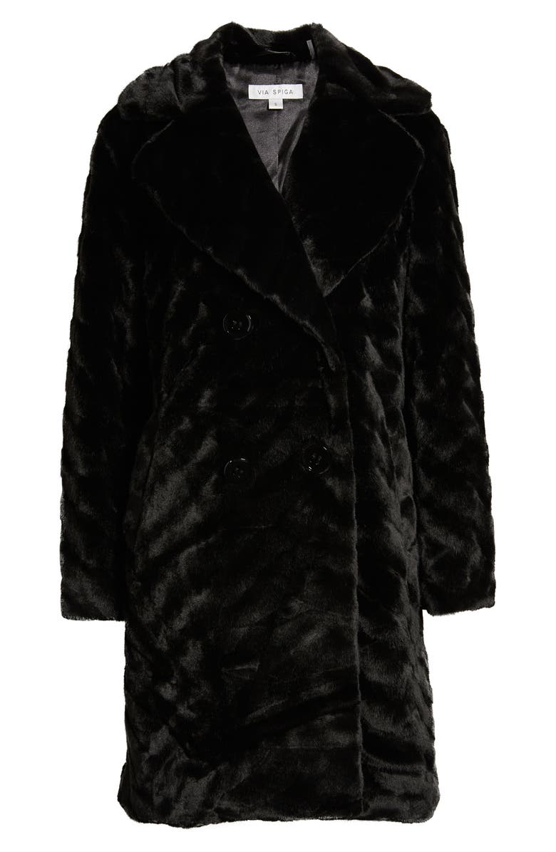 Via Spiga Double Breasted Faux Fur Coat | Nordstrom