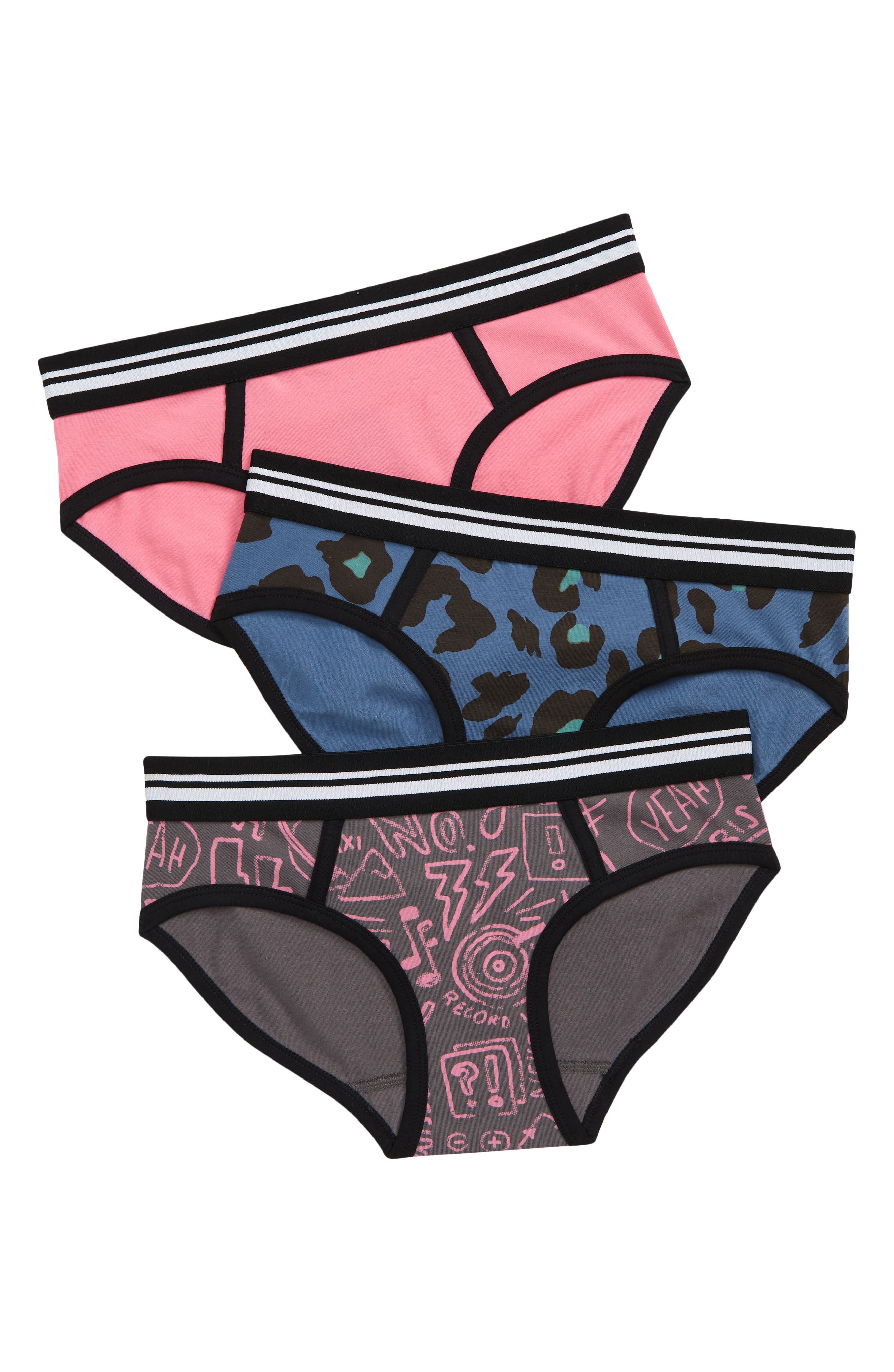 Nordstrom Clothing Underwear Briefs Kids 3-Pack Assorted Hipster Briefs in Grey Castlerock Doodles at Nordstrom 