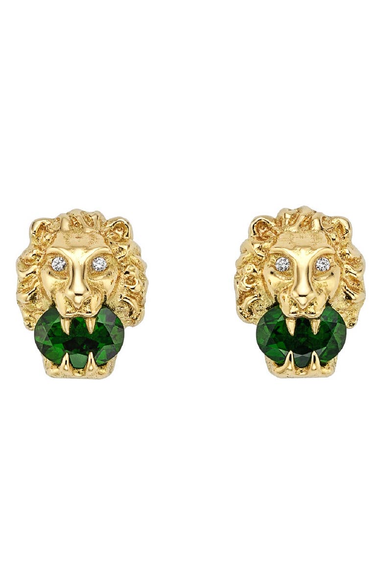Gucci Lion Head Diamond & Stone Stud Earrings | Nordstrom