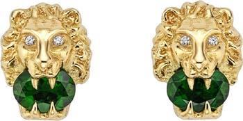 Gucci Lion Head Diamond & Stone Stud Earrings | Nordstrom