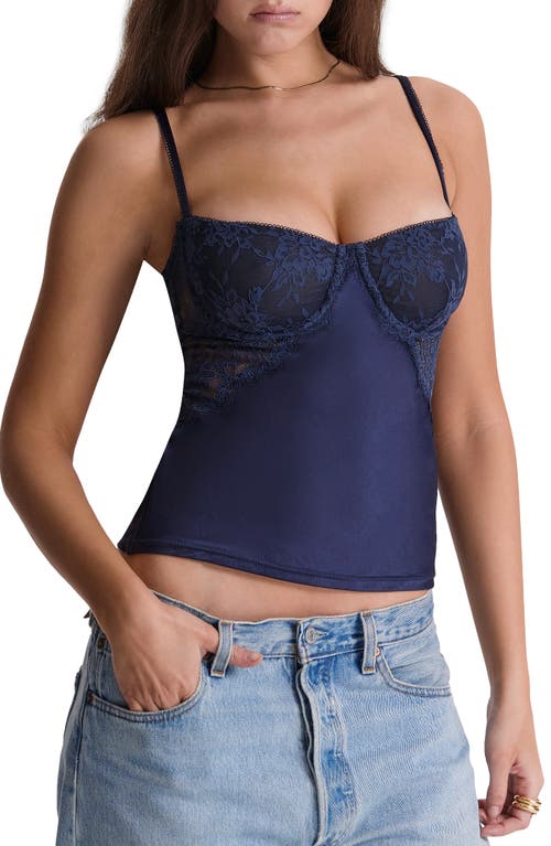 HOUSE OF CB Cecilie Lace Corset Camisole Navy at Nordstrom,