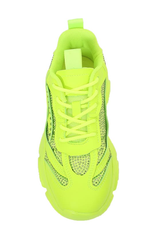 Shop Berness Charlee Rhinestone Sneaker In Neon Yellow