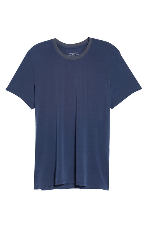 Daniel Buchler Mens's Contrast Crewneck Modal Blend T-Shirt in Navy