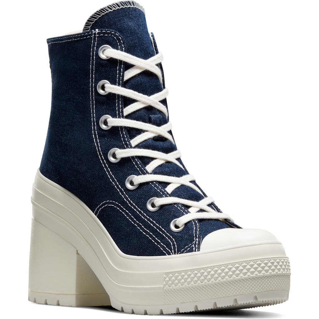 Converse Chuck 70 De Luxe Block Heel Sneaker In Navy/egret/golden Sundial