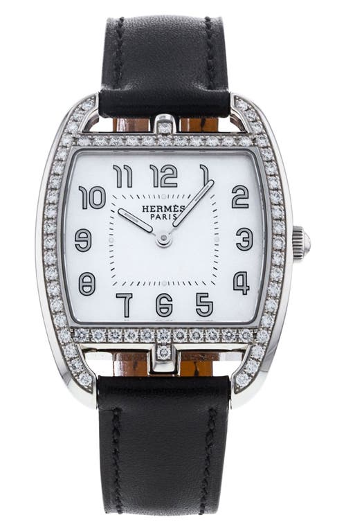 Watchfinder & Co. Hermès Preowned Cape Cod Diamond Leather Strap Watch, 29mm in Black/white 