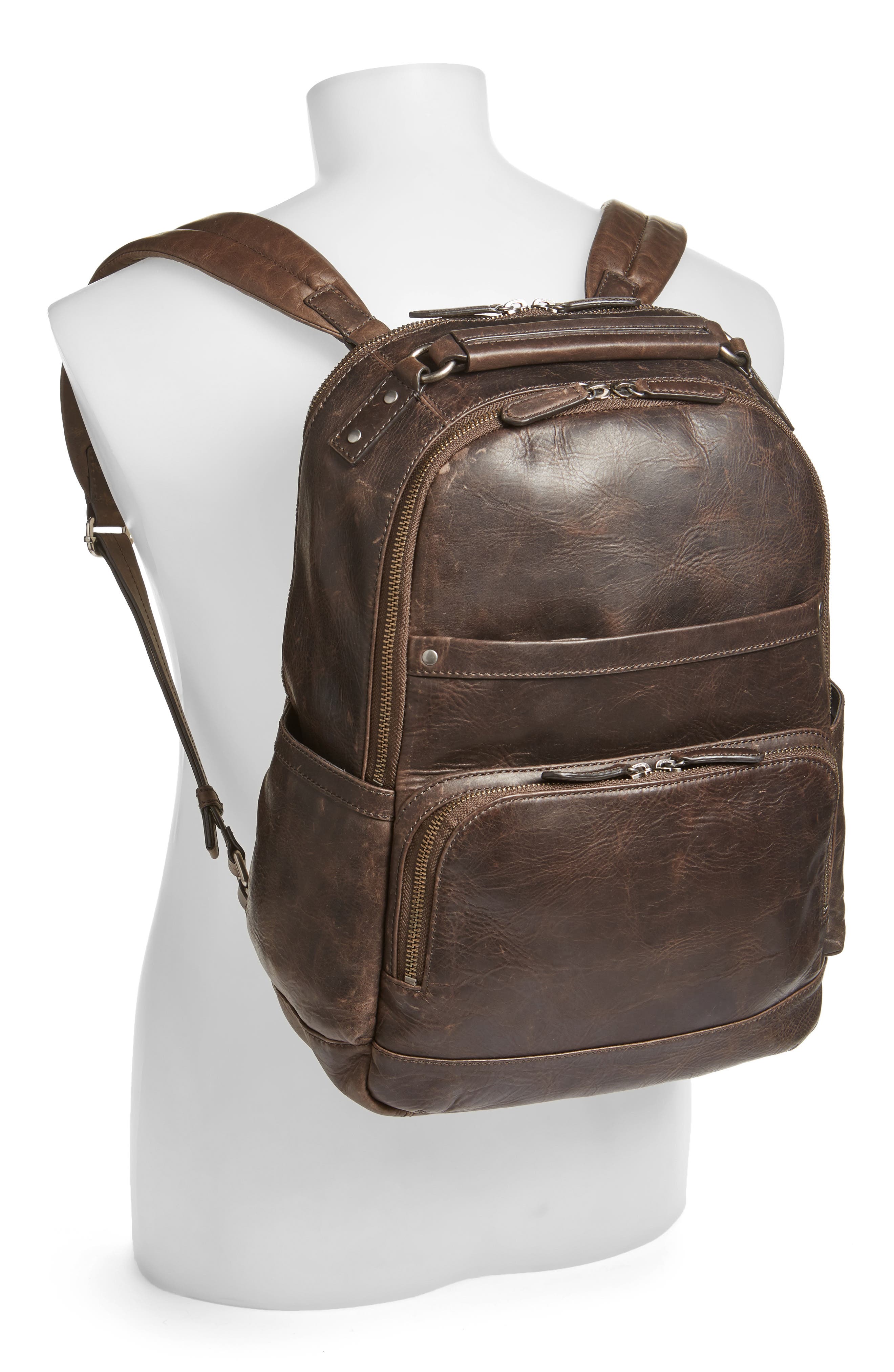 leather frye logan backpack