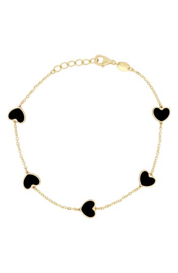 Shop House Of Frosted Heart Station Chain Bracelet In Gold/onyx