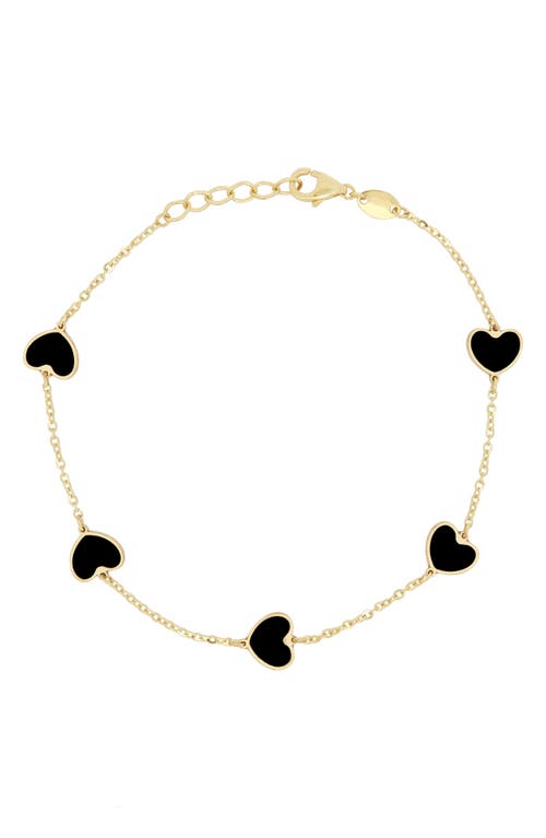 Shop House Of Frosted Heart Station Chain Bracelet In Gold/onyx