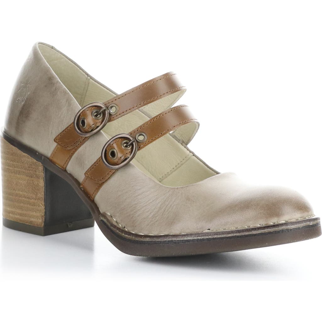 Fly London Baly Mary Jane Pump In Taupe/camel