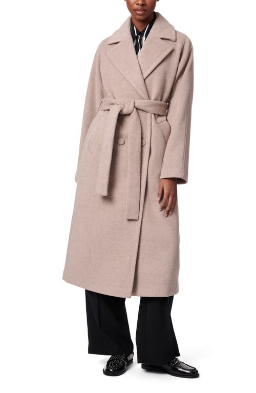 Shop Bernardo Double Breasted Belted Coat In Heather Taupe