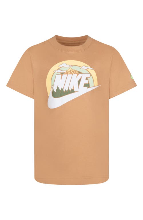 Nike Kids' Wilderness Futura Logo Graphic T-shirt In Amber/brown