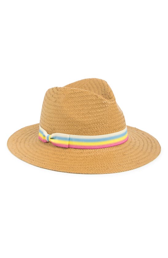 Nordstrom Rack Flat Weave Panama Hat In Natural Dark Combo