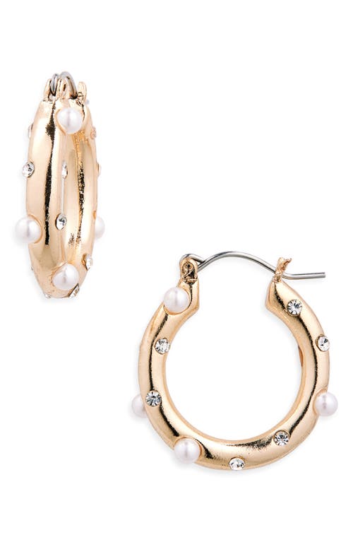 BP. Faux Pearl Hoop Earrings in Ivory- Gold 