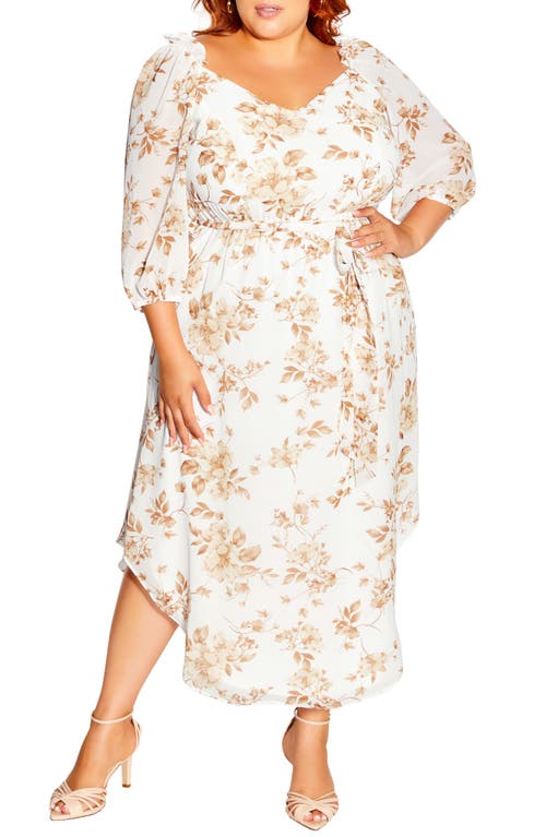 City Chic Winnie Floral Print Crepe Dress in Autumn Floral