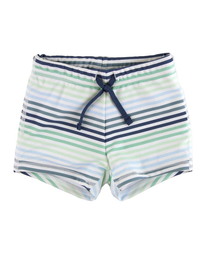 Shop Ruggedbutts Boys Upf50+ Swim Shorties In Coastal Stripes