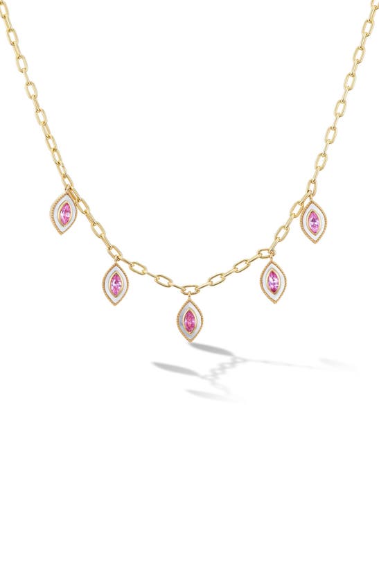 Shop Orly Marcel Marquise Eye Charm Necklace In Pink