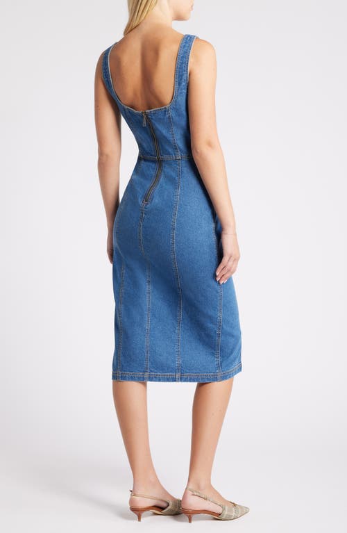 Steve Madden Josette Square Neck Denim Dress In Washed Denim