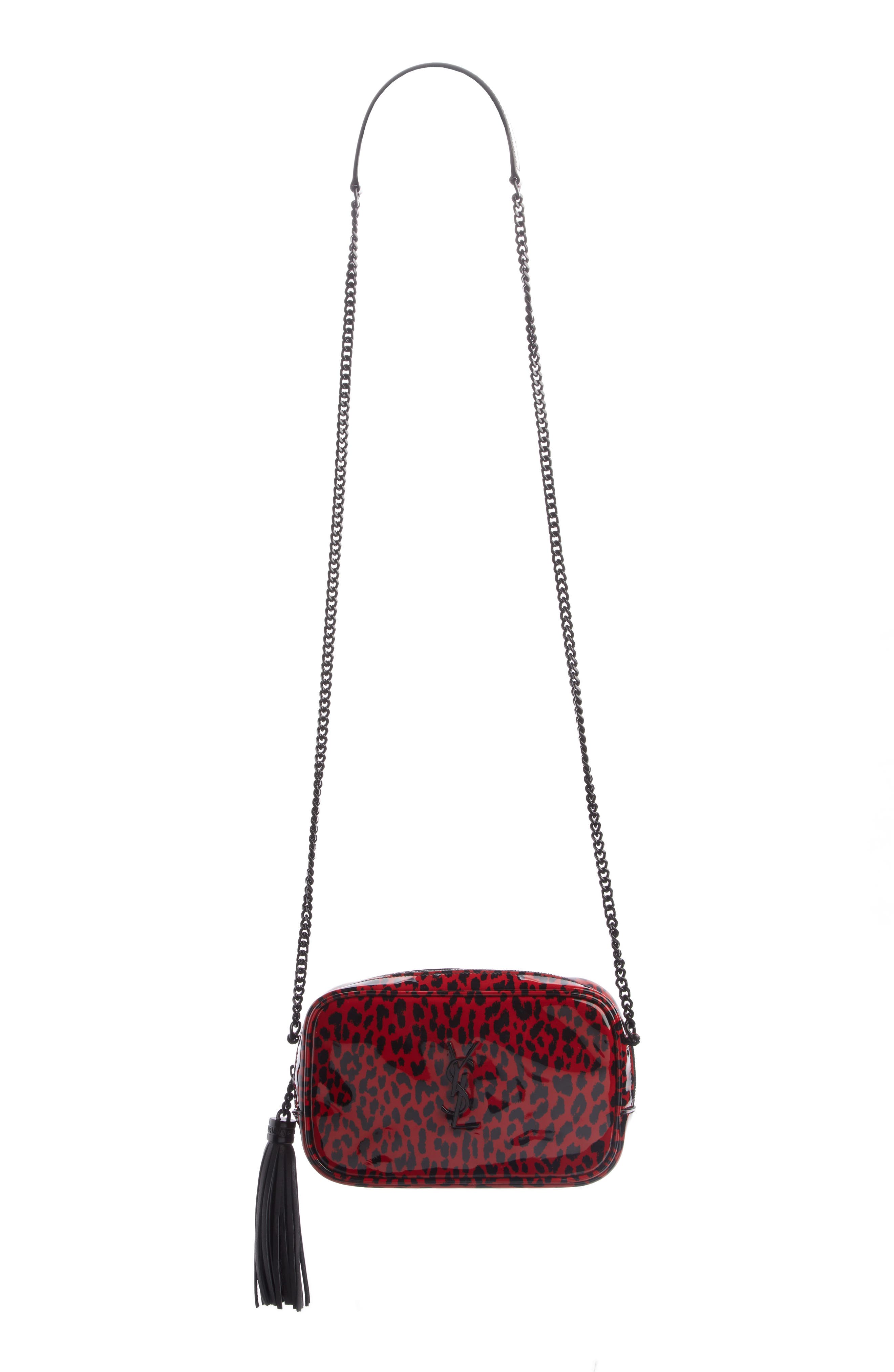 patent leopard print bag