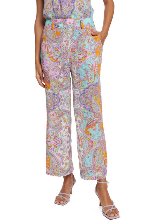 Robert Graham Blair Paisley High Waist Relaxed Fit Pants in Pink/multi