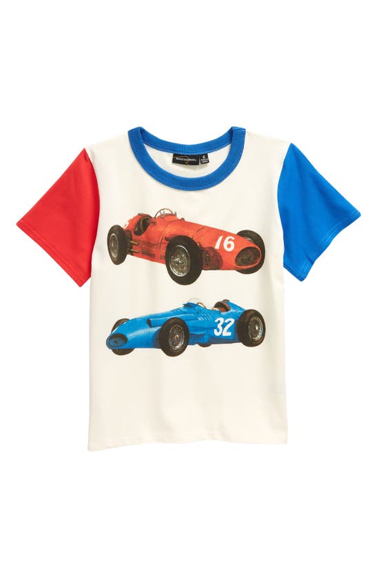Shop Rock Your Baby Kids' Vintage Racing Stretch Cotton Graphic T-shirt In Cream