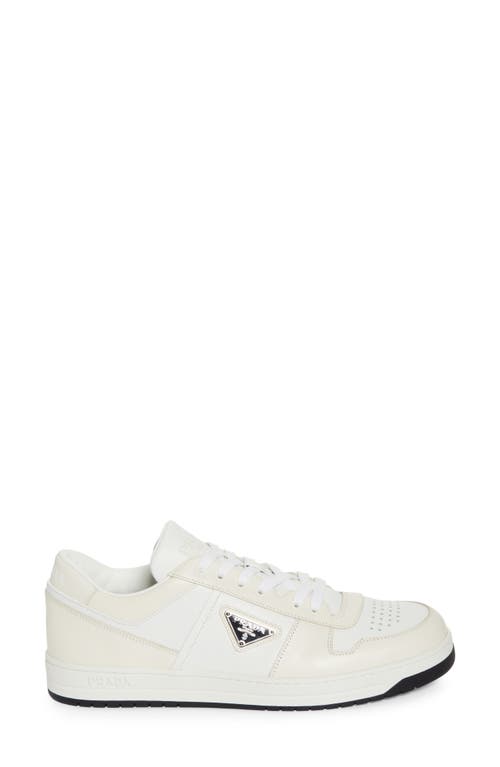 Shop Prada Downtown Leather Sneaker In Bianco/avorio