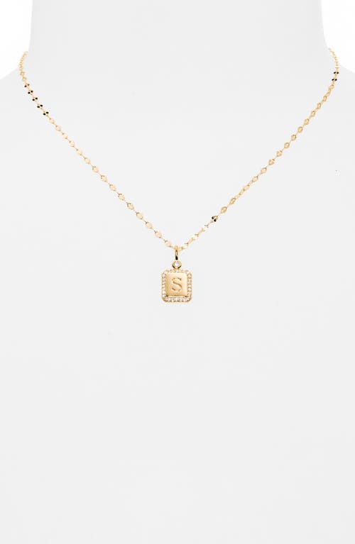 Leith Initial Pendant Necklace In S- Clear- Gold