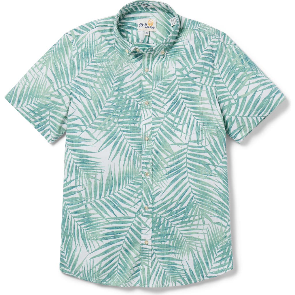 Reyn Spooner Palms Classic Fit Short Sleeve Button-down Shirt In Green/white