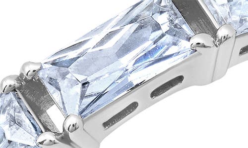 Crislu Baguette Cut Cubic Zirconia Eternity Ring In Silver