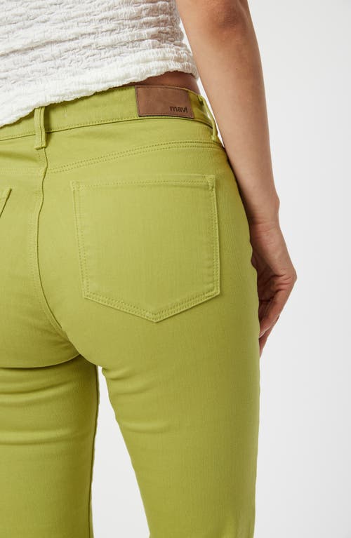 Mavi Jeans Anika High Waist Fray Hem Crop Flare Jeans In Spinach Green Flex Blue