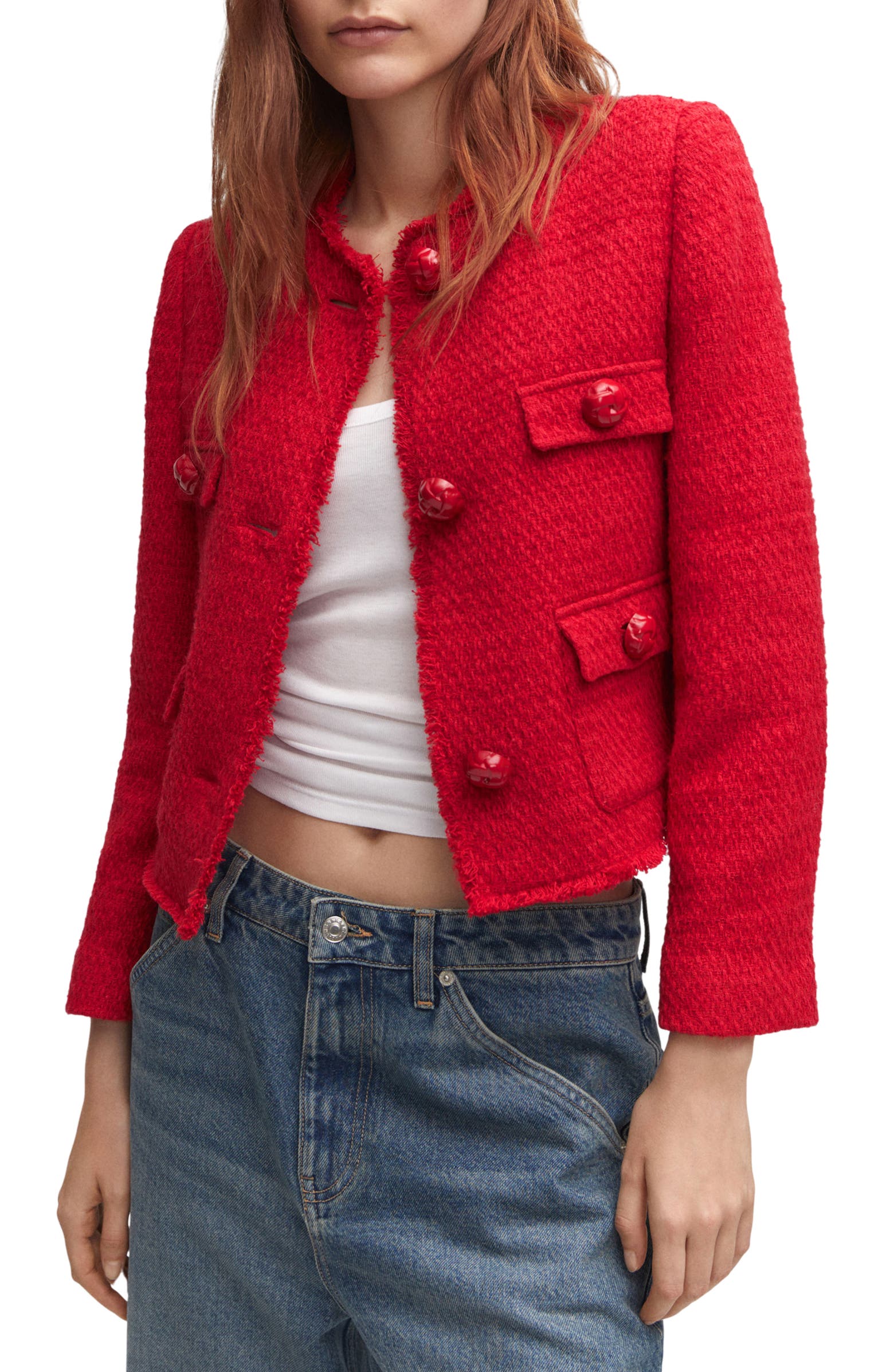 MANGO Tweed Jacket Nordstrom