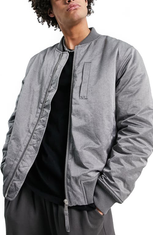 Topman Washed Bomber Jacket in Charcoal