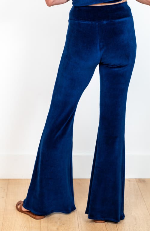 Jjwinks Velour Flare High Waist Holiday Pants In Sapphire