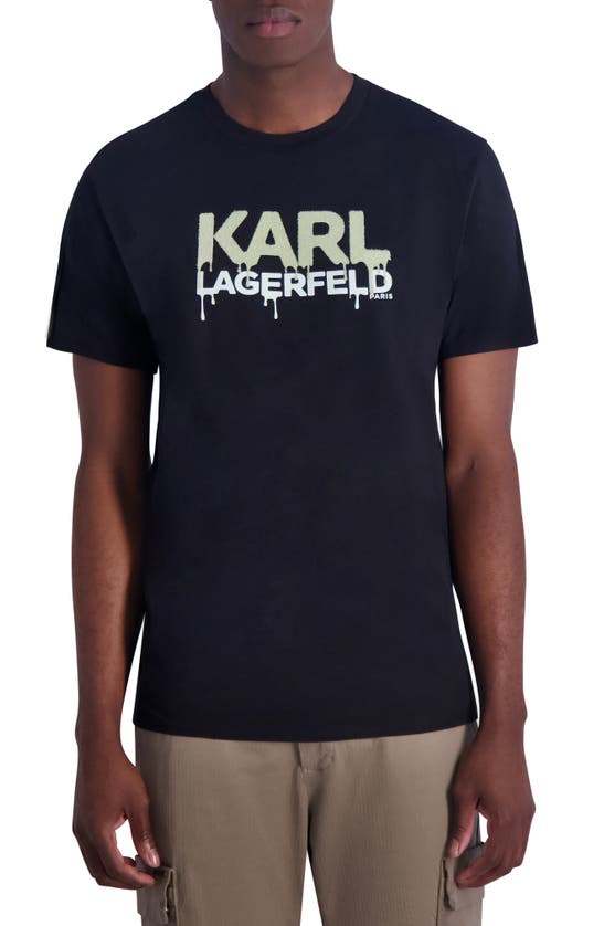 Karl Lagerfeld Drip Logo Graphic Print T-shirt In Black