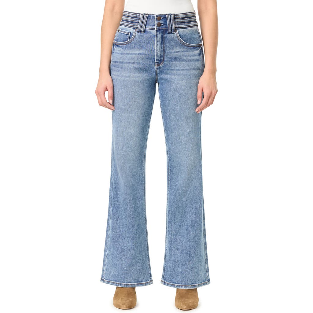 Curve Appeal Waistband Flare Jeans In Blue