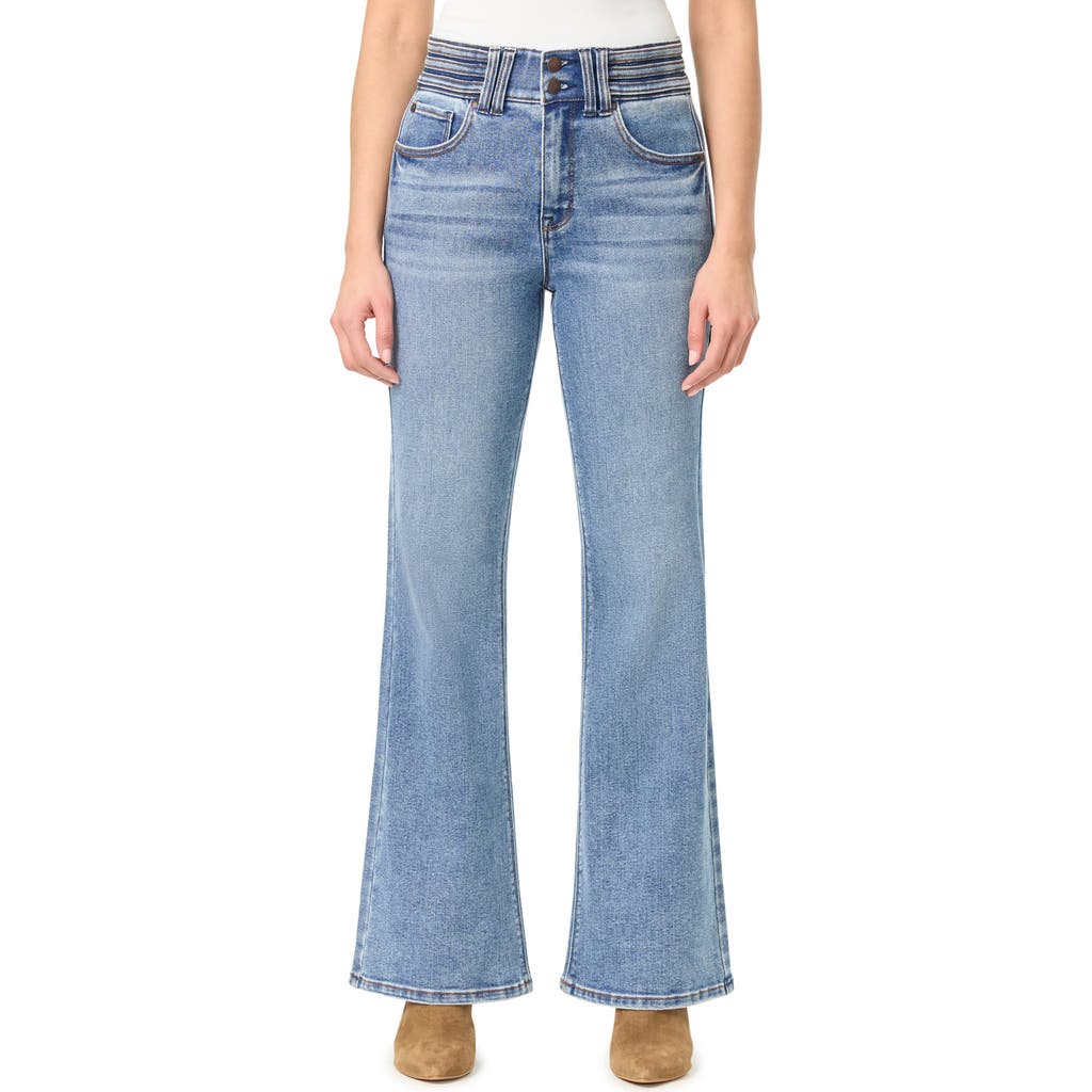 Curve Appeal Waistband Flare Jeans In Capri
